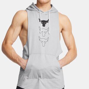 Under Armour Project Rock Men's Sleeveless Hoodie  Loose fit Grey NWT